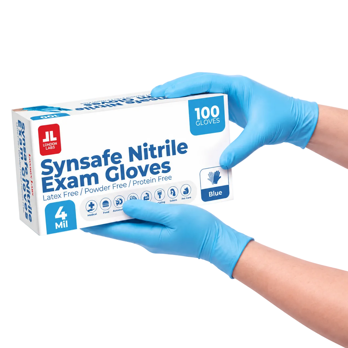Synsafe blue 4 mil nitrile exam glove