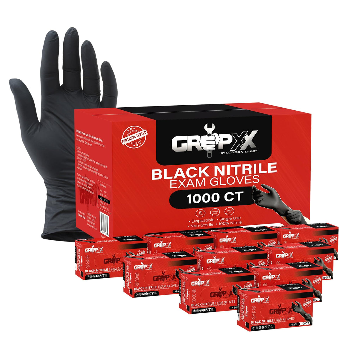 GripXX - Industrial Black Nitrile Gloves - 4 Mil – London Labs