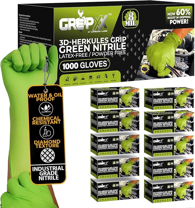 GRIPXX 8 Mil Green Nitrile Gloves Nitrile Gloves GRIPXX 1000 Count Small