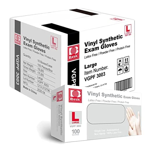 Basic Medical Clear Vinyl Exam Gloves Case of 1000 London Labs