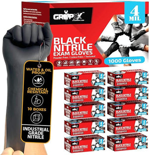GripXX - Industrial Black Nitrile Gloves - 4 Mil – London Labs