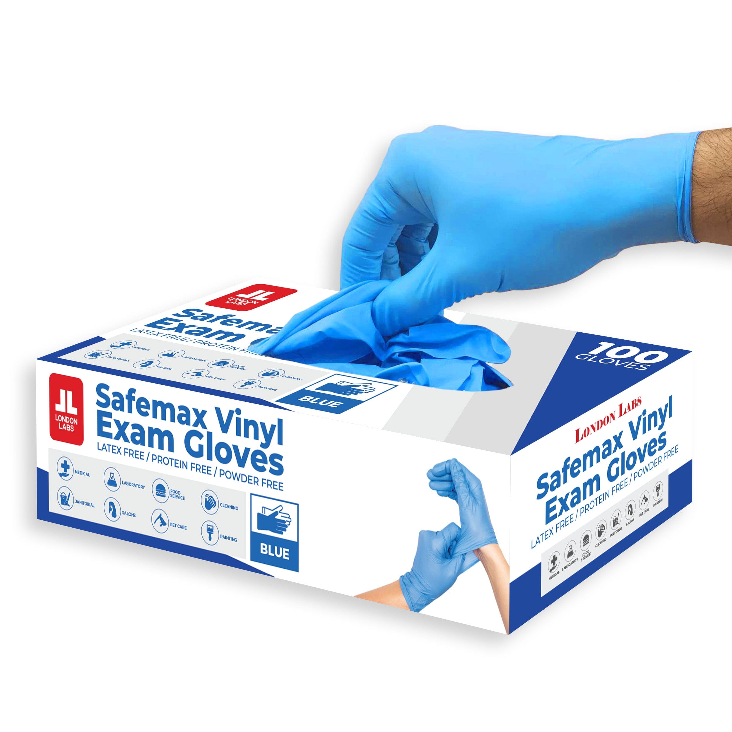 SYNTHETIC VINYL Exam Gloves - BLUE - London Labs