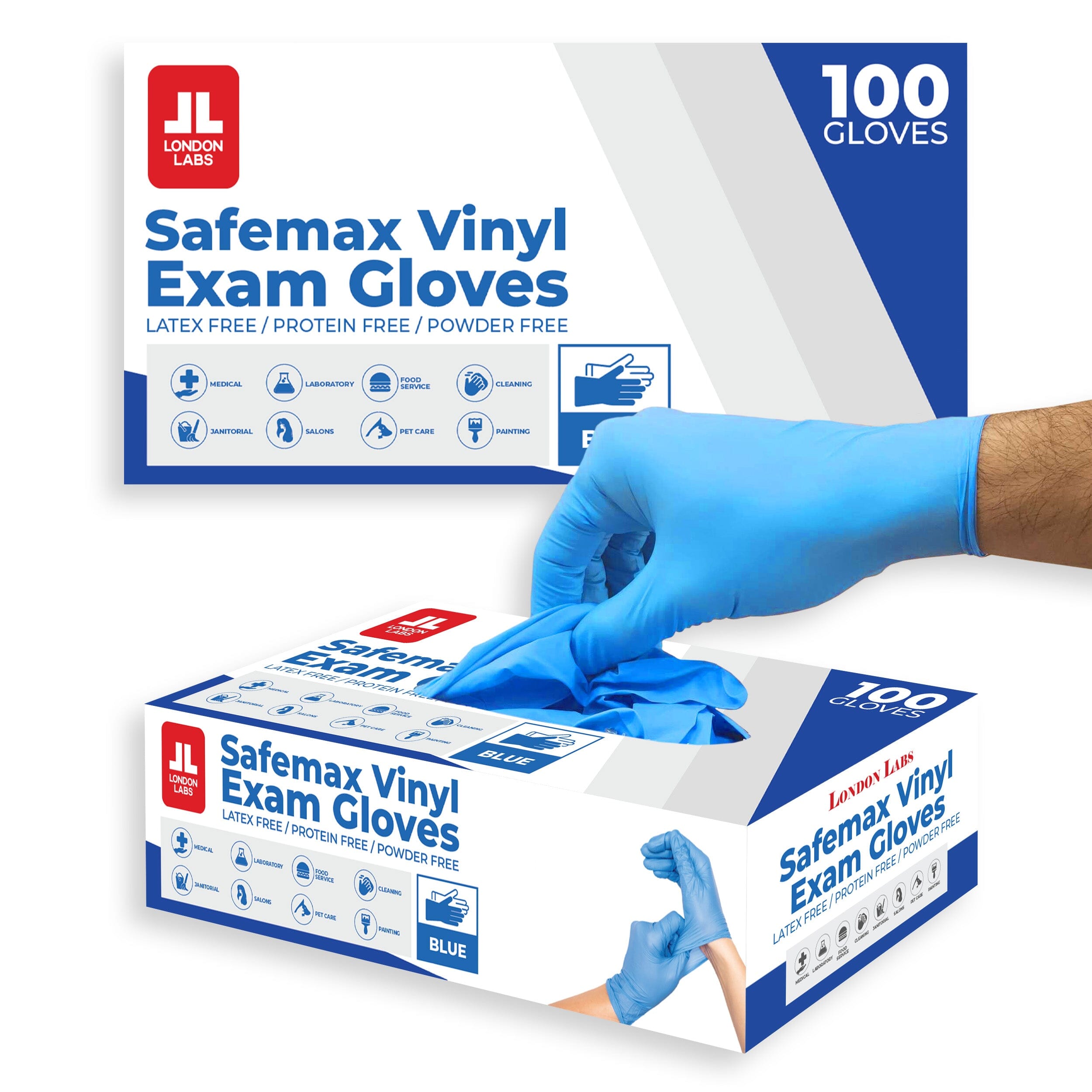 SYNTHETIC VINYL Exam Gloves - BLUE - London Labs