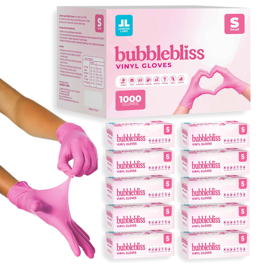 Bubblebliss Vinyl Gloves – Everyday Household Protection, Powder-Free, Latex-Free Disposable Gloves Nitrile Gloves London Labs 1000 