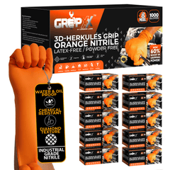 GRIPXX 8 Mil Orange Nitrile Gloves – 100, 200, 1000 Count & B2B Pallet