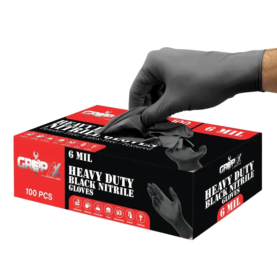 Heavy duty black 6 mil nitrile glove