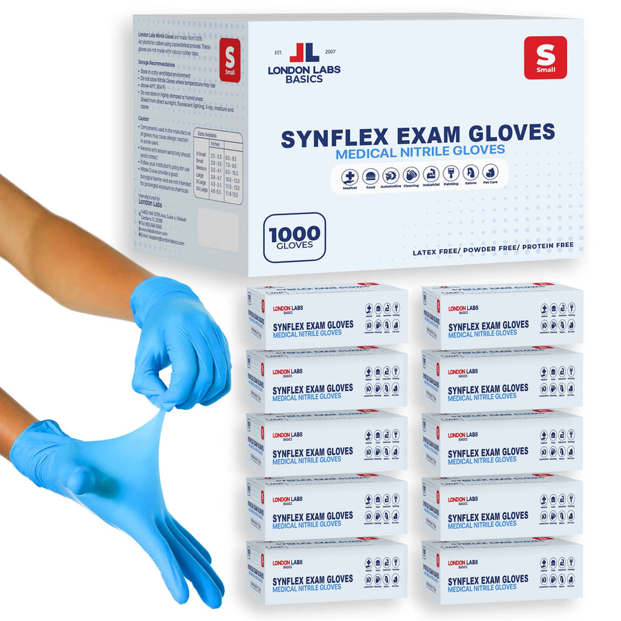 London Labs Basics Synflex Nitrile Exam Gloves – Medical Grade, Powder-Free, Latex-Free Disposable Gloves Nitrile Gloves London Labs 1000 