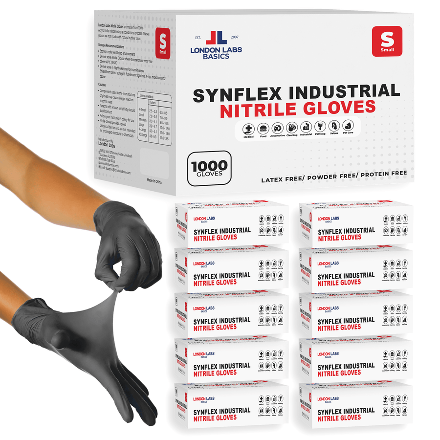 London Labs Basics Synflex Nitrile Industrial Gloves – Industrial Grade, Powder-Free, Latex-Free Disposable Gloves Nitrile Gloves London Labs 
