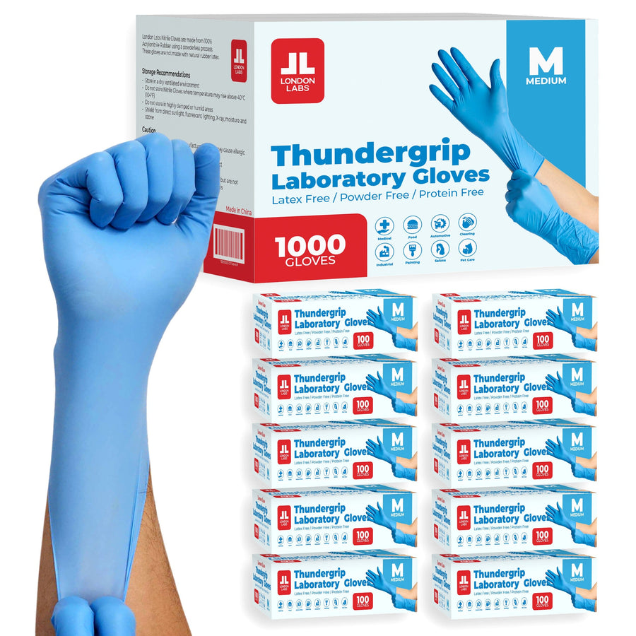 Long Cuff Laboratory Gloves – Extended Wrist Protection, Medical Grade, Powder-Free, Latex-Free Disposable Gloves Nitrile Gloves London Labs 1000 Medium 