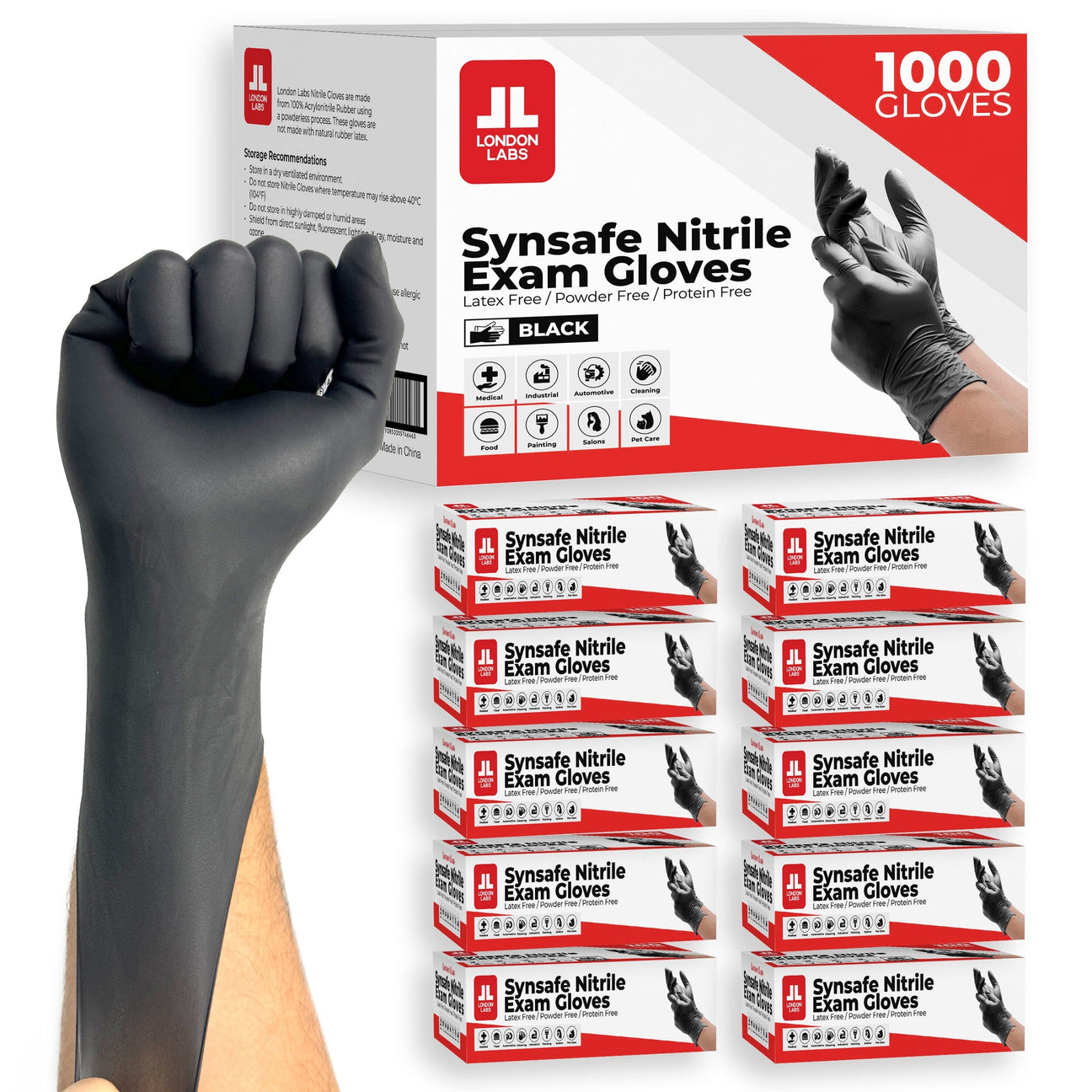 Synsafe Black 4 Mil Nitrile Gloves - 100, 200 & 1000 Count
