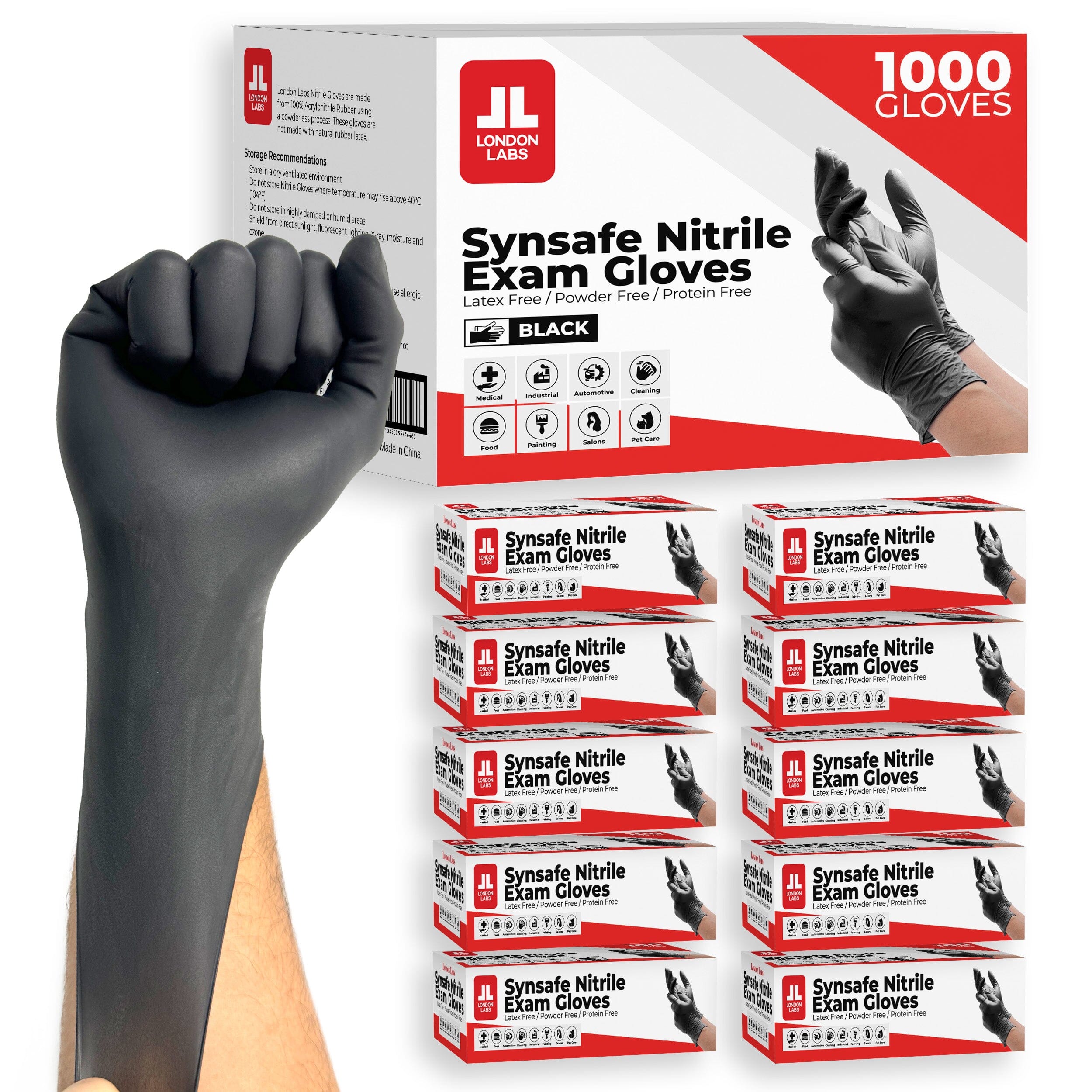 Synsafe Black 4 Mil Nitrile Gloves - 100, 200 & 1000 Count