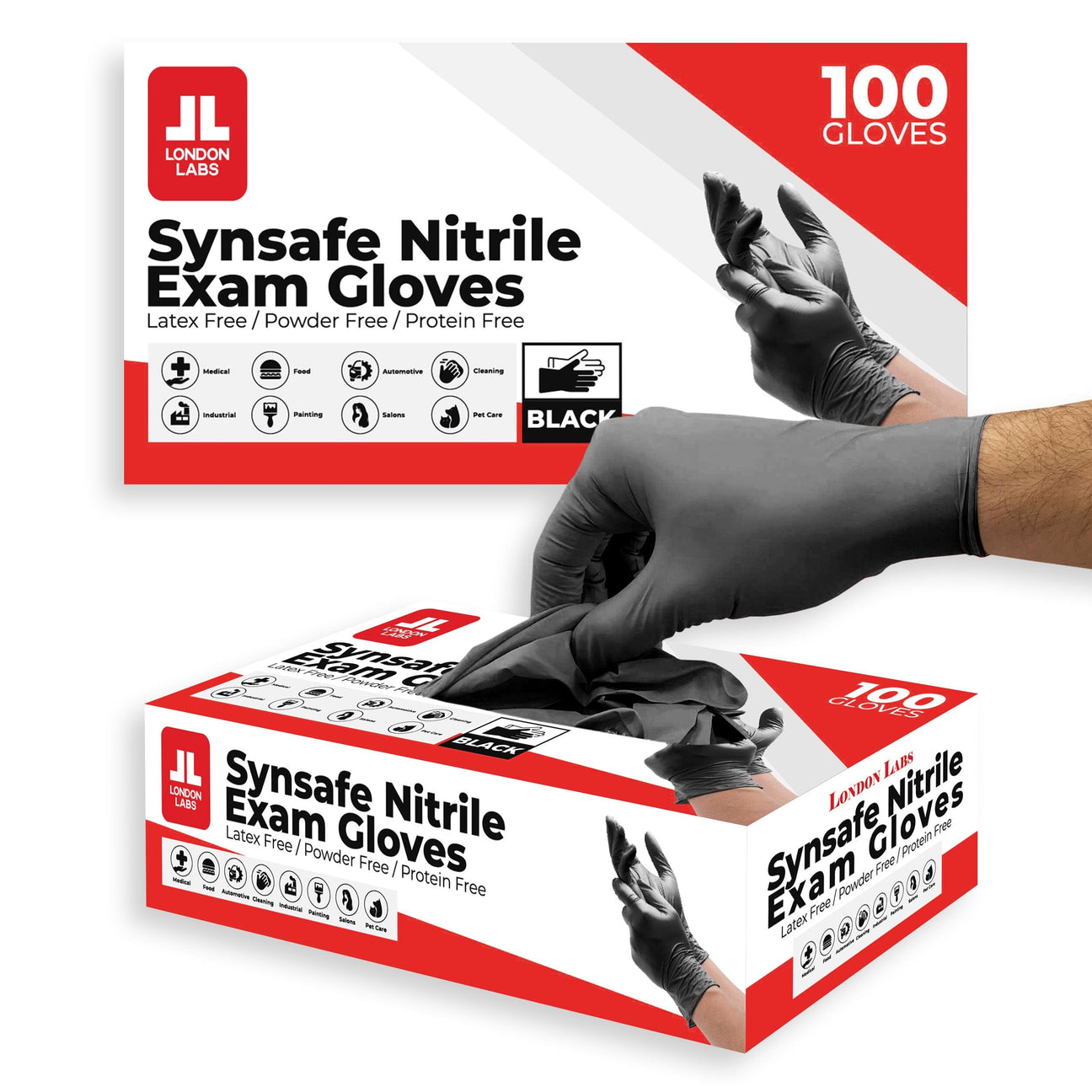 Synsafe Black 4 Mil Nitrile Gloves - 100, 200 & 1000 Count
