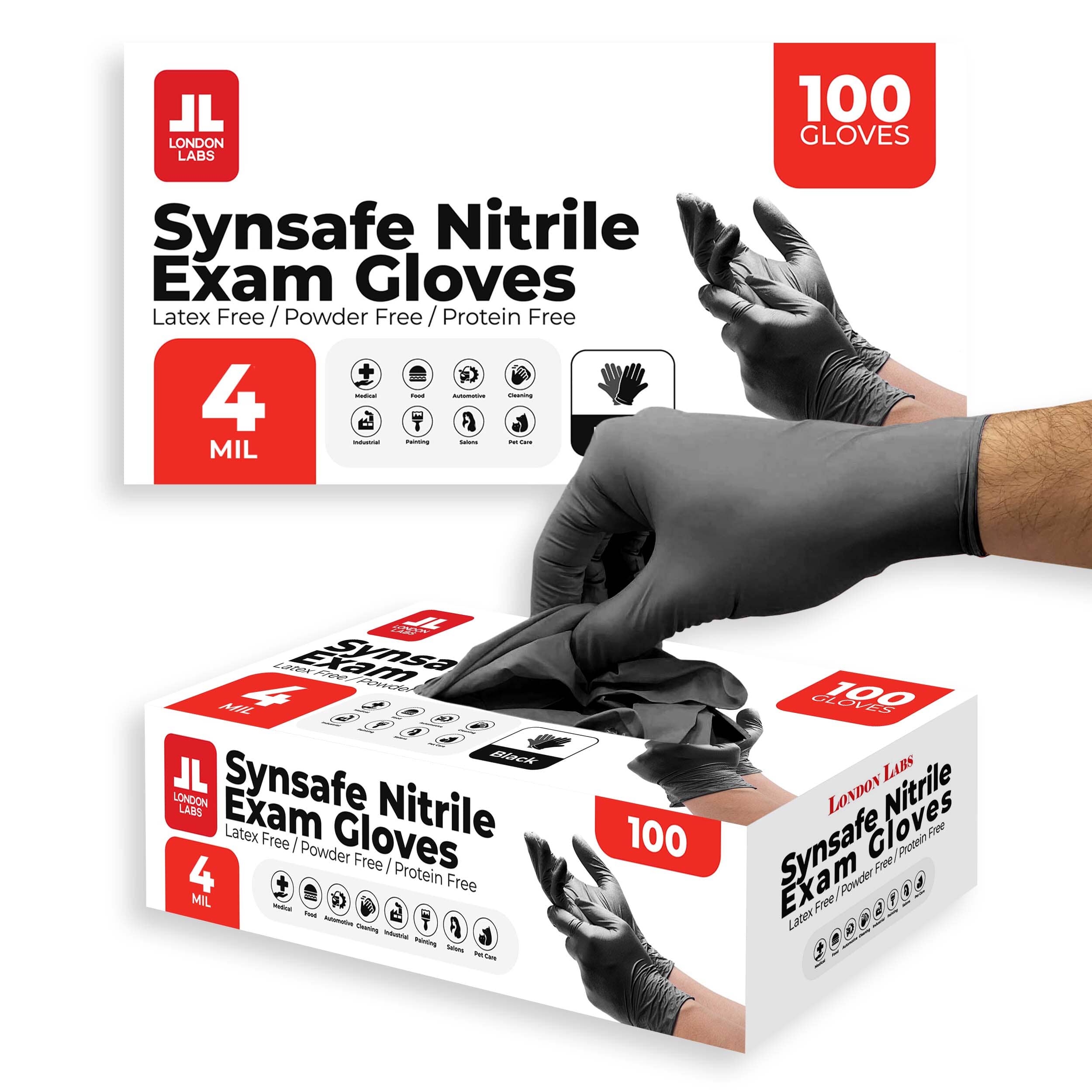 Synsafe Black 4 Mil Nitrile Gloves - 100, 200 & 1000 Count Synsafe Black 4 Mil Nitrile Gloves - 100, 200 & 1000 Count