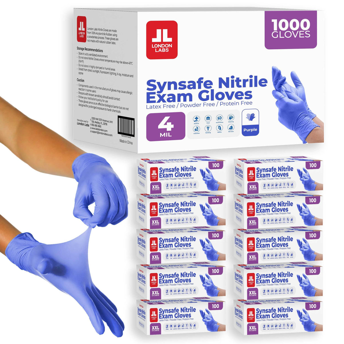 Synsafe Purple 4 Mil Nitrile Gloves - 100, 200, 1000 Count & B2B Palle ...