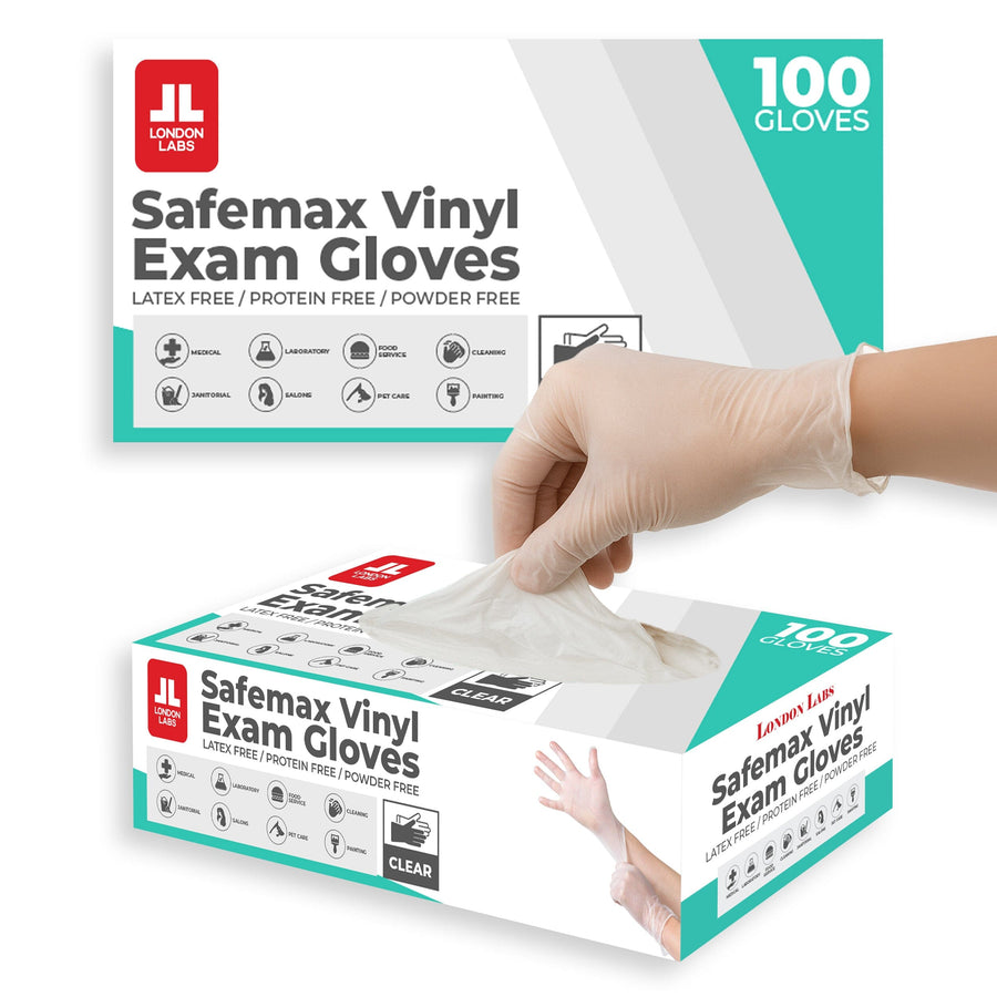 Synthetic Clear Vinyl Gloves - 1000, 200 & 100 Count Vinyl Gloves London Labs 200 Count Small 