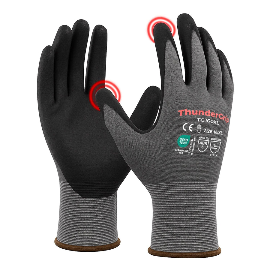 ThunderGrip | Safety Work Gloves | Seamless knit nylon glove with microfoam nitrile coated London Labs 
